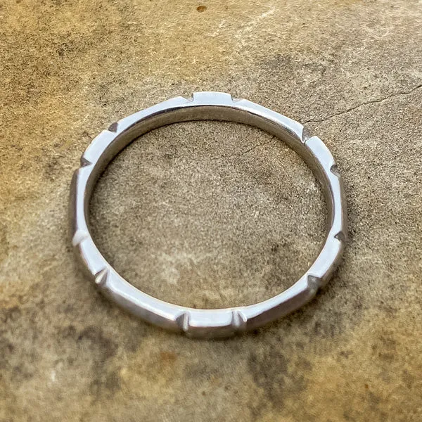 Vintage Patterned Platinum Band, Size 5 1/4