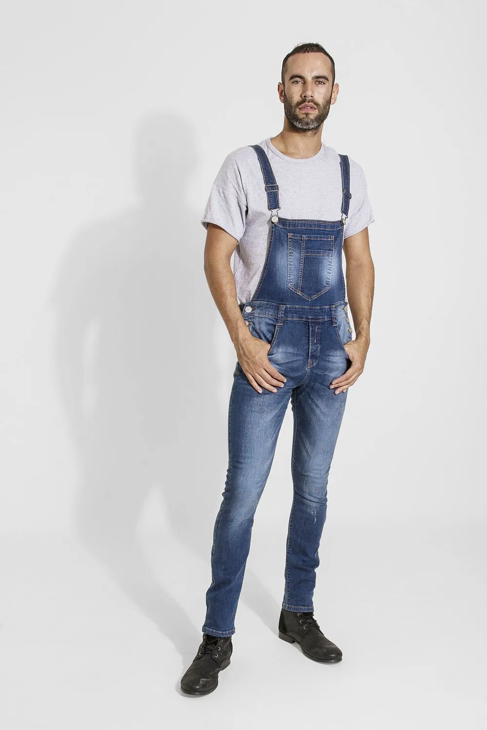 WHITEFIELD Mens Slim fit Denim Dungarees - Blue