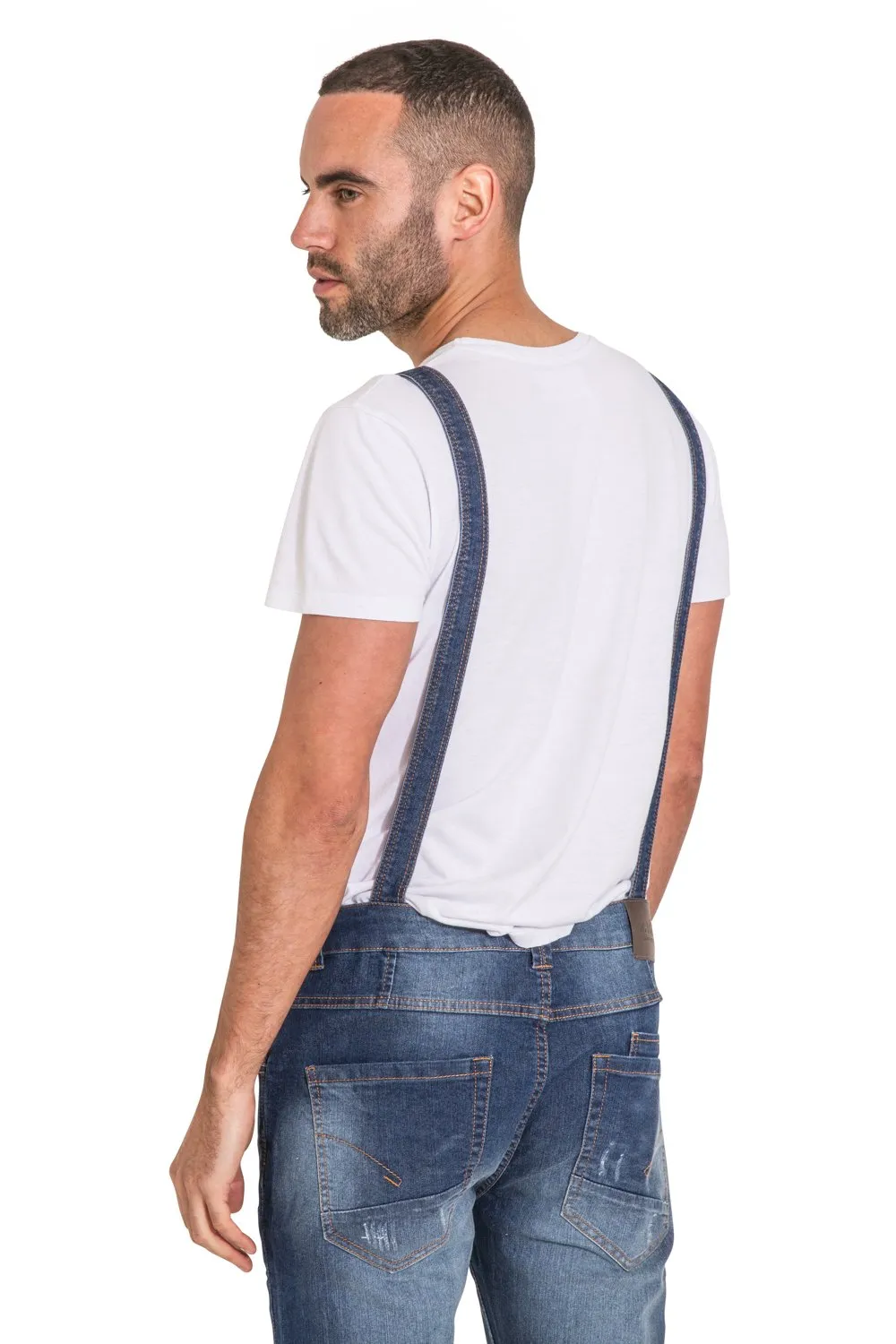 WHITEFIELD Mens Slim fit Denim Dungarees - Blue