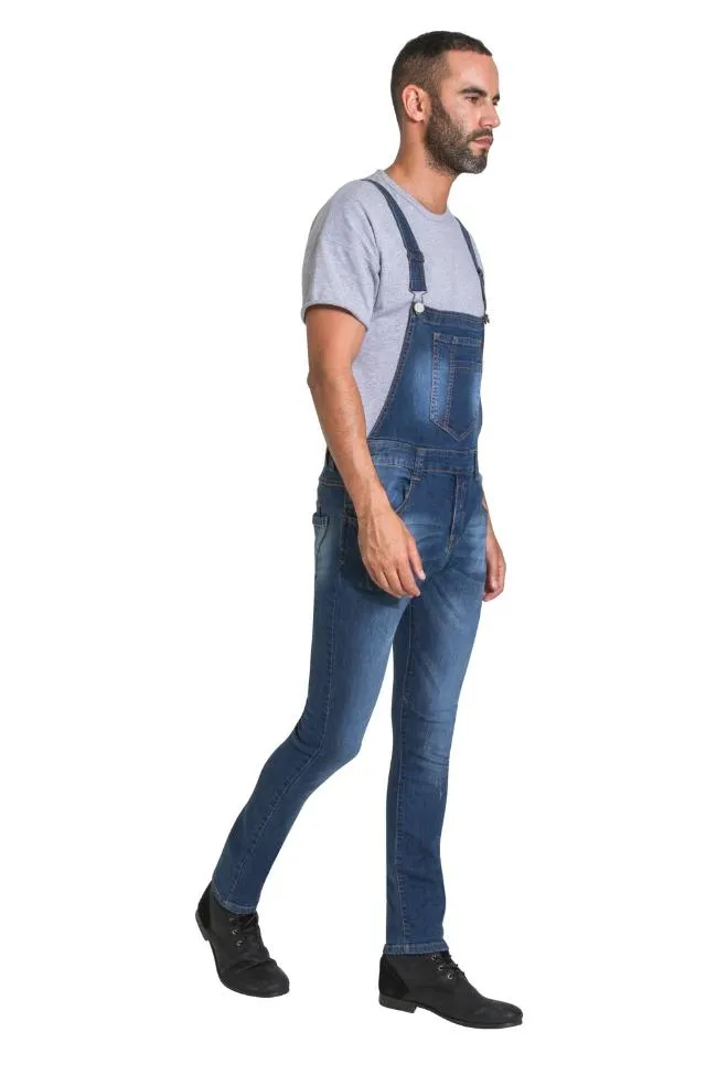 WHITEFIELD Mens Slim fit Denim Dungarees - Blue