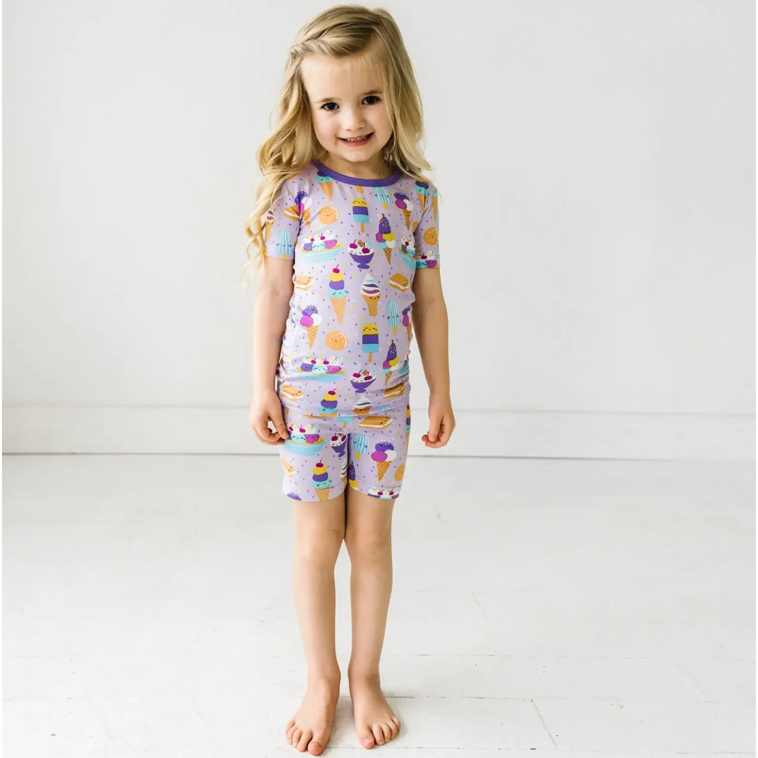 wildberry ice cream s/s and shorts two-piece bamboo viscose pajama set